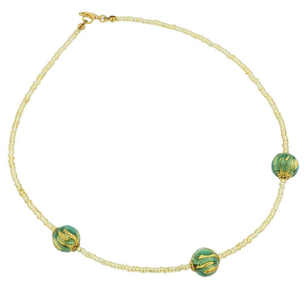 GlassOfVenice Murano Glass Royal Aqua Balls Necklace