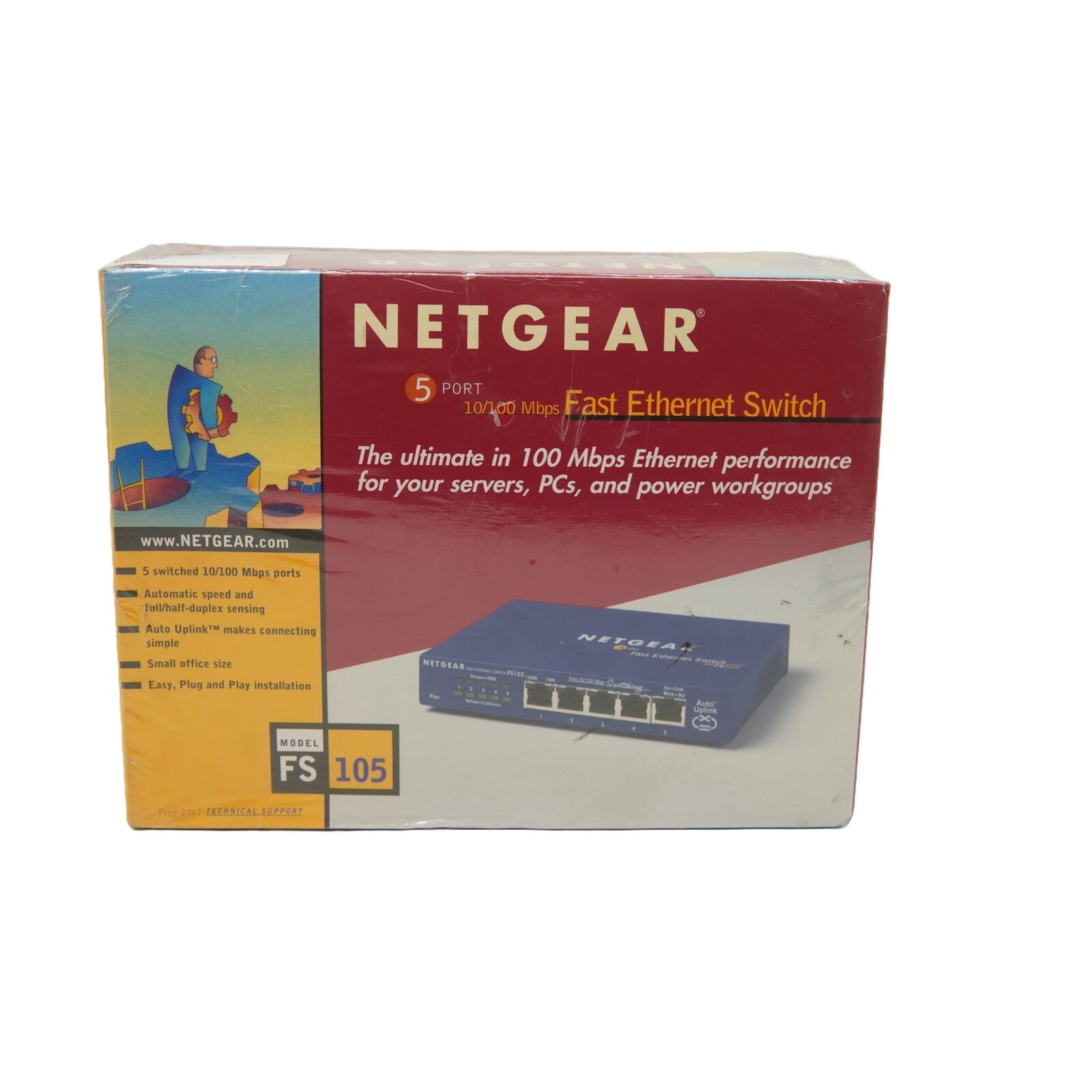 Netgear FS105NA 5 Port Fast Ethernet Switch New In Sealed Box