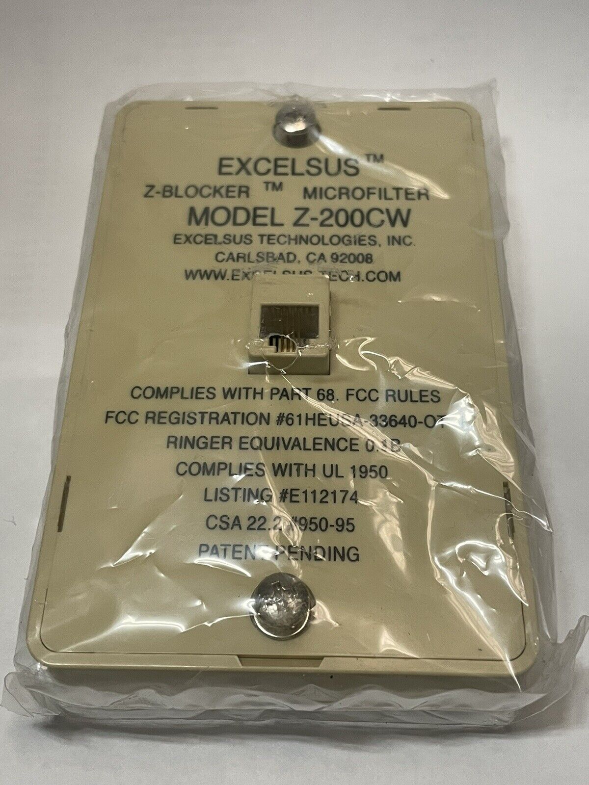 Excelsus Technologies Z-Blocker Microfilter Model Z-200CW DSL Filter New Sealed 