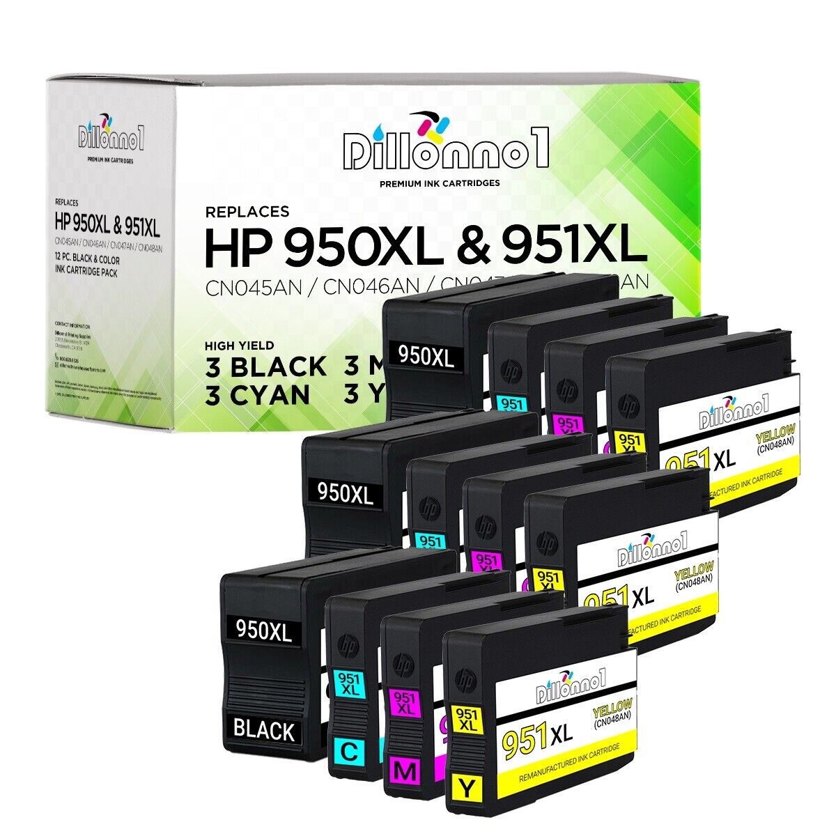 12 PACK 950XL 951 XL Ink Cartridges for HP Officejet Pro 8600 8610 8615 8620