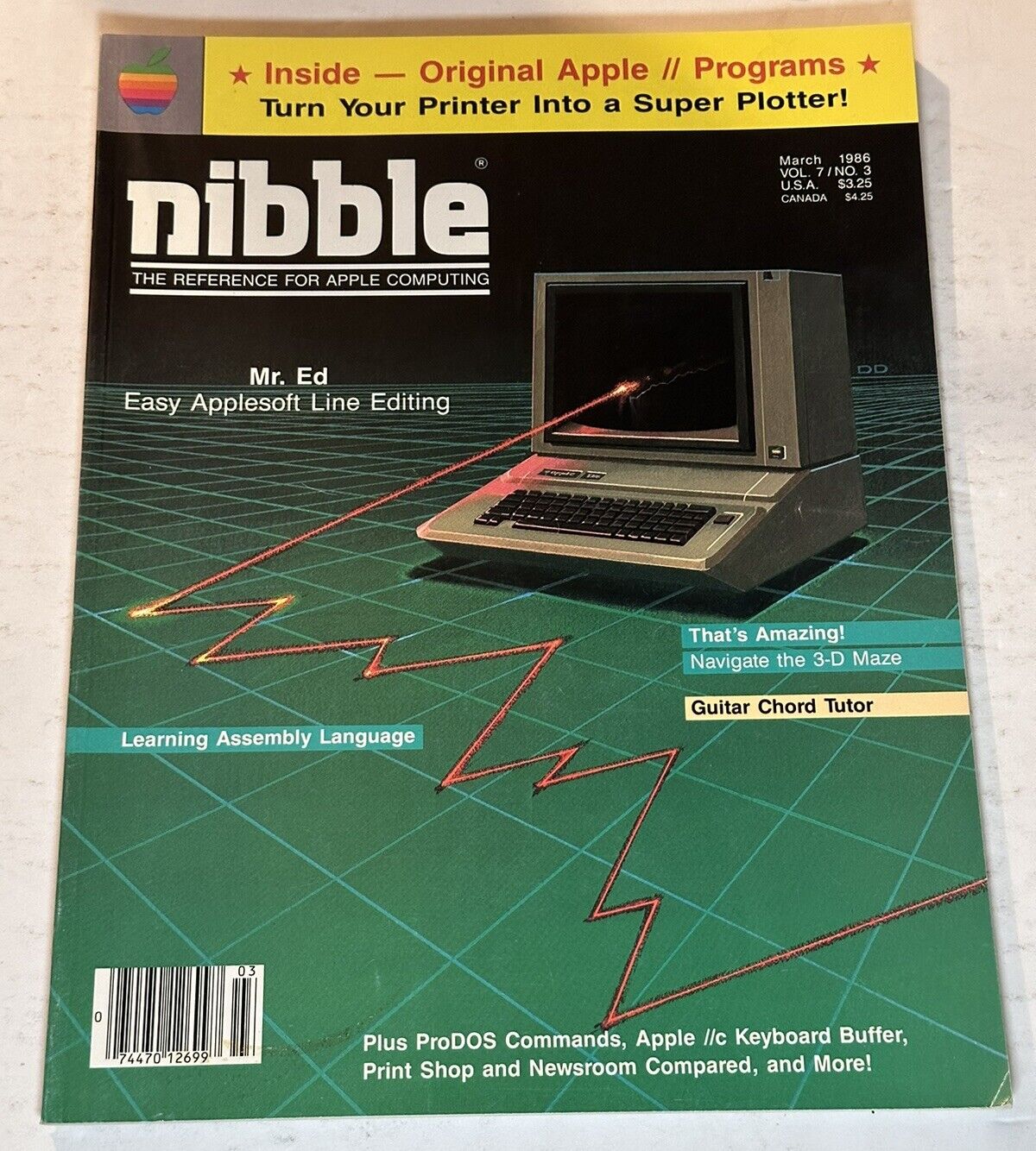 Vintage March 1986 Nibble Magazine Super Plotter Mr. Ed. ProDOS Keyboard Buffer