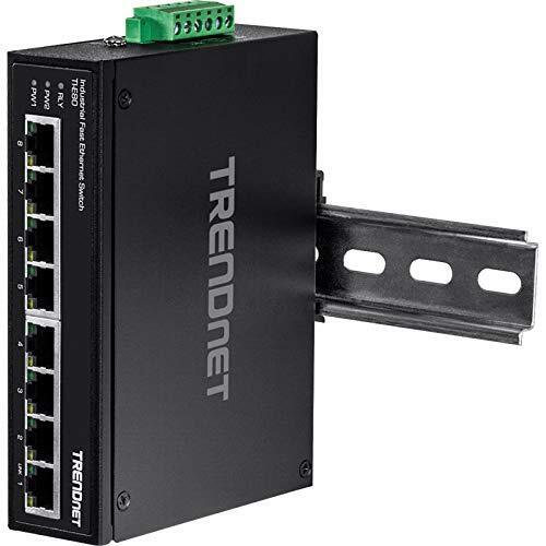 TRENDnet 8-Port Industrial Unmanaged Fast Ethernet DIN-Rail Switch; TI-E80 8 x
