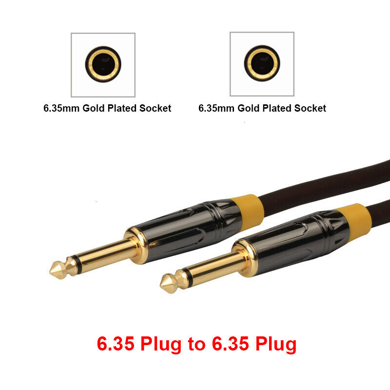 6.35mm To 6.35mm Gold Plated Plug Microphone Audio Cable Connector Adapter Cable