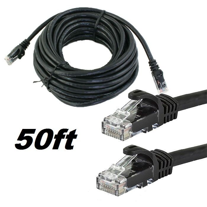 RJ45 Cat5 50 FT Ethernet LAN Network Cable for PS Xbox PC Internet Router Black