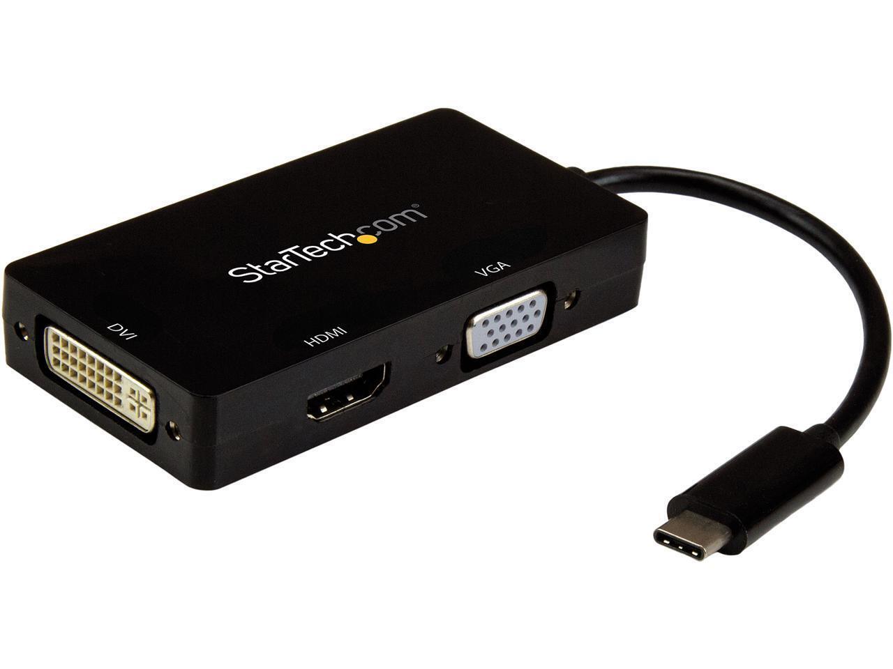 StarTech.com CDPVGDVHDBP USB-C Multiport Adapter - 3-in-1 USB C to HDMI, DVI or