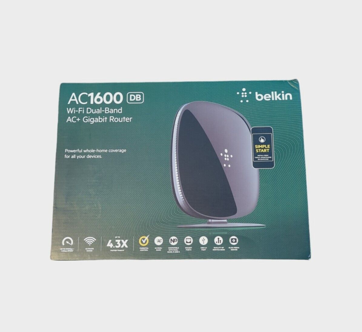 Belkin AC1600 DB WiFi Dual Band AC+ Gigabit Router Simple Start Has Code Card