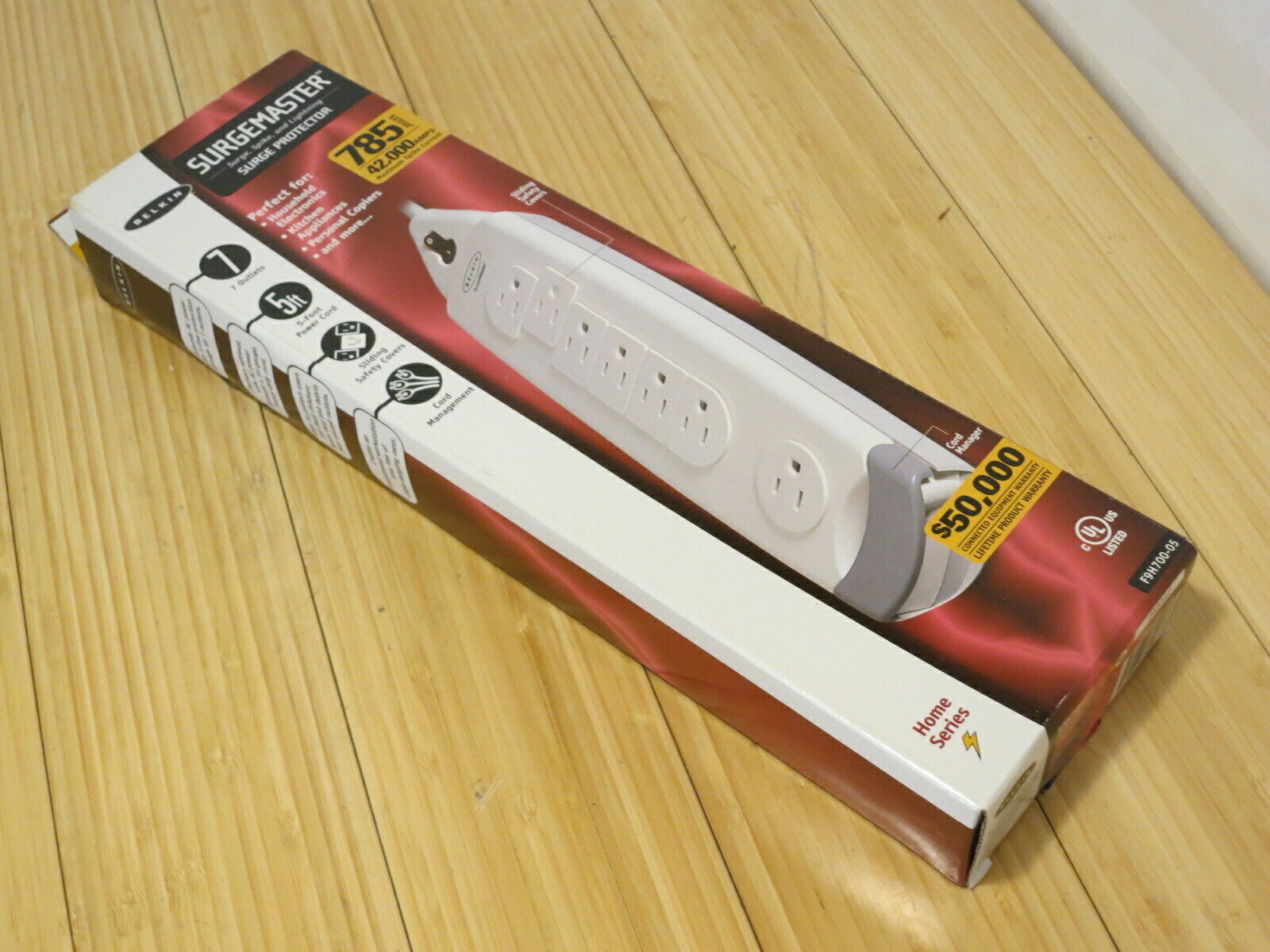 Belkin 7-Outlet Surge Master Power Strip F9H700-05 Protector with 5ft 785 Joules