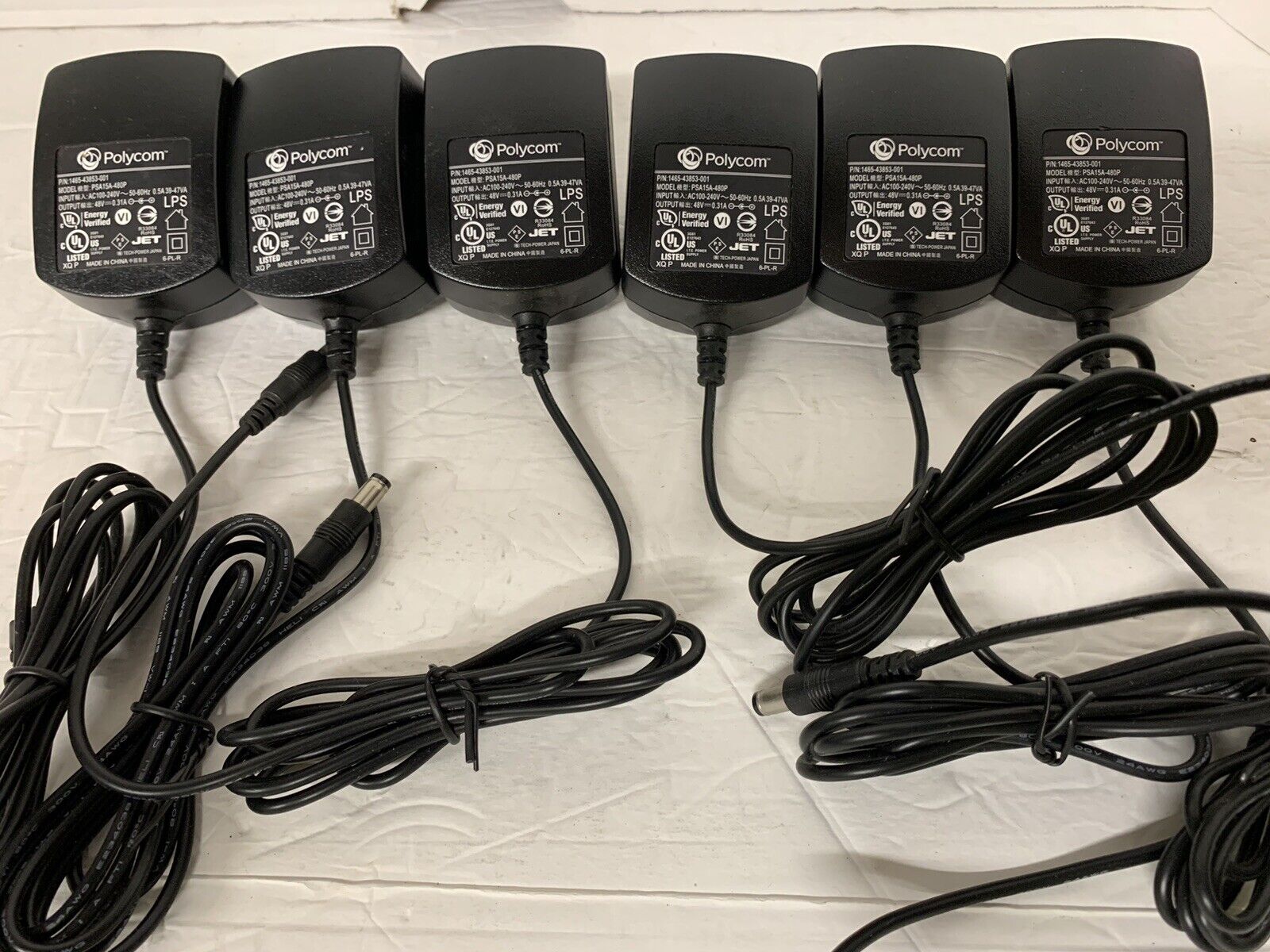 Lot of 6 NEW Genuine Polycom AC Power Supply Adapter 48V 0.31A for VoIP Phones