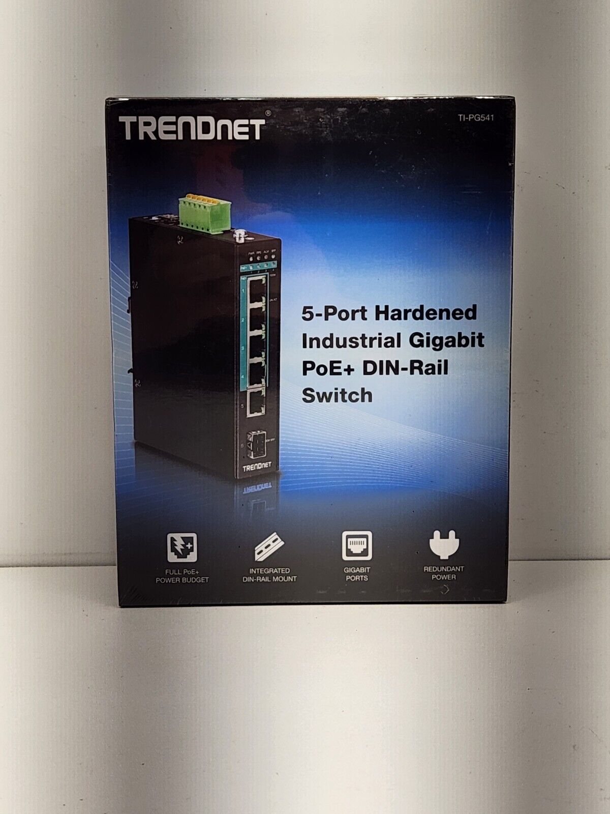 TRENDnet TI-PG541 5-port Hardened Industrial Gigabit PoE+ DIN-Rail Switch