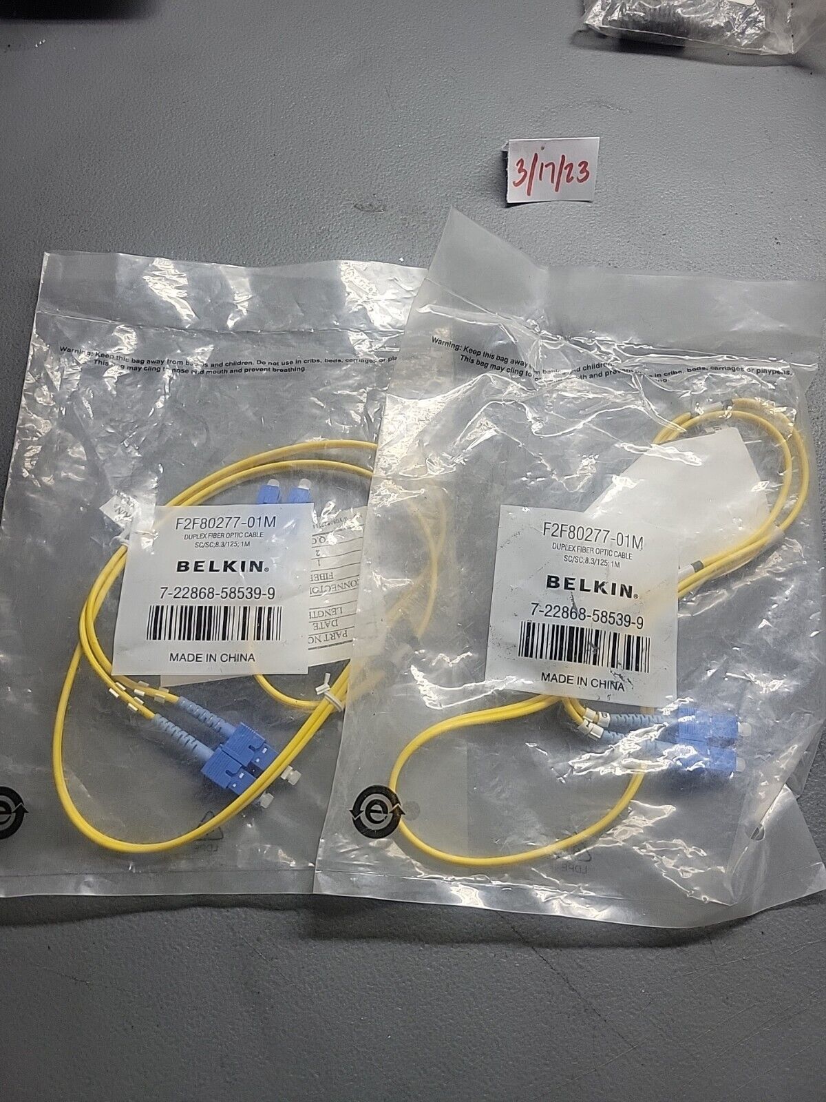Belkin Fiber Optic Cable F2F80277-01M - NEW *LOT OF 2*