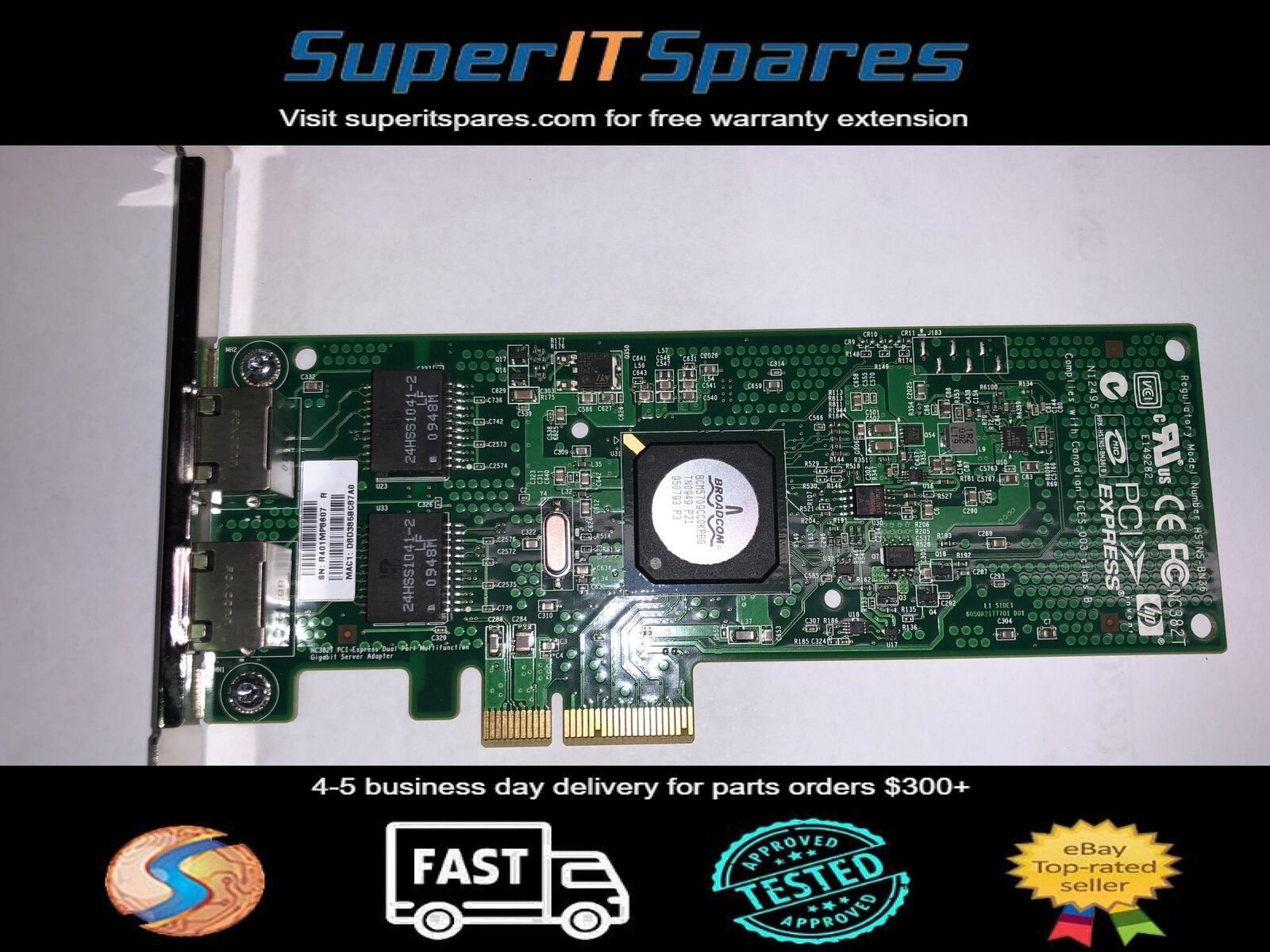 458491-001 HP NC382T PCI-E Dual Port Gigabit Server Adapter 458491-001