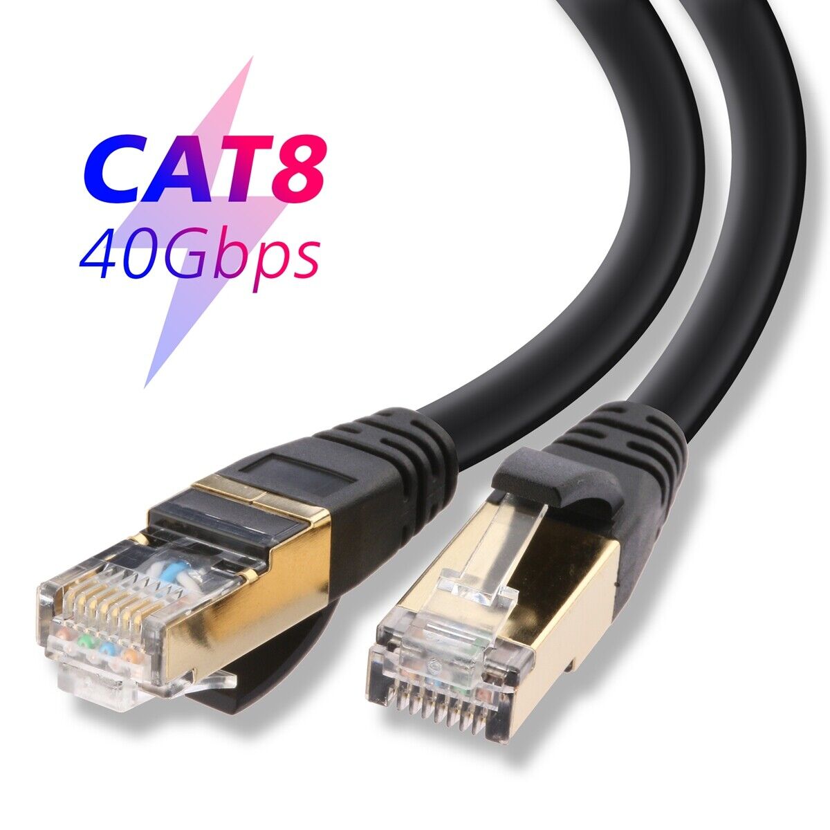 6-100Ft Cat8 Cat7 Cat6 Cable Ethernet Outdoor UltraSpeed with RJ45 Connector Lot