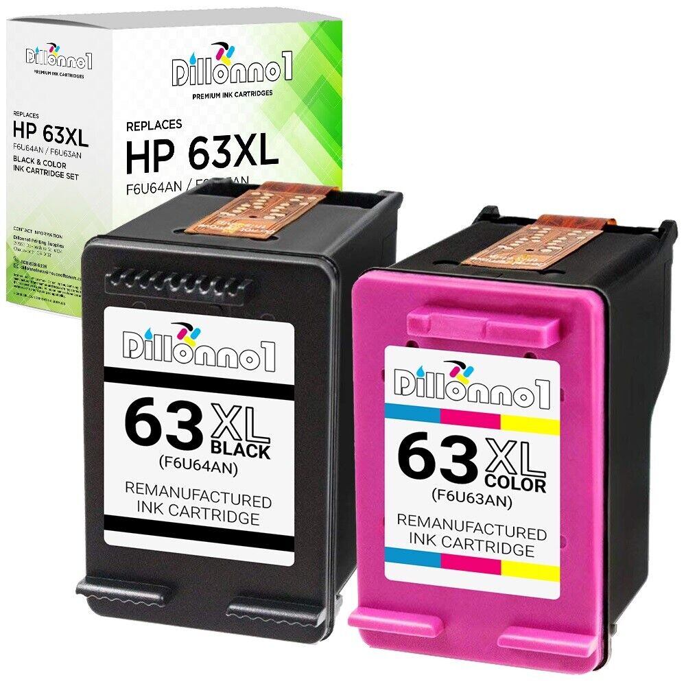 2PK 63XL 63 XL Ink Cartridge for HP Envy 4516 4520 4522 OfficeJet 3830 4650 