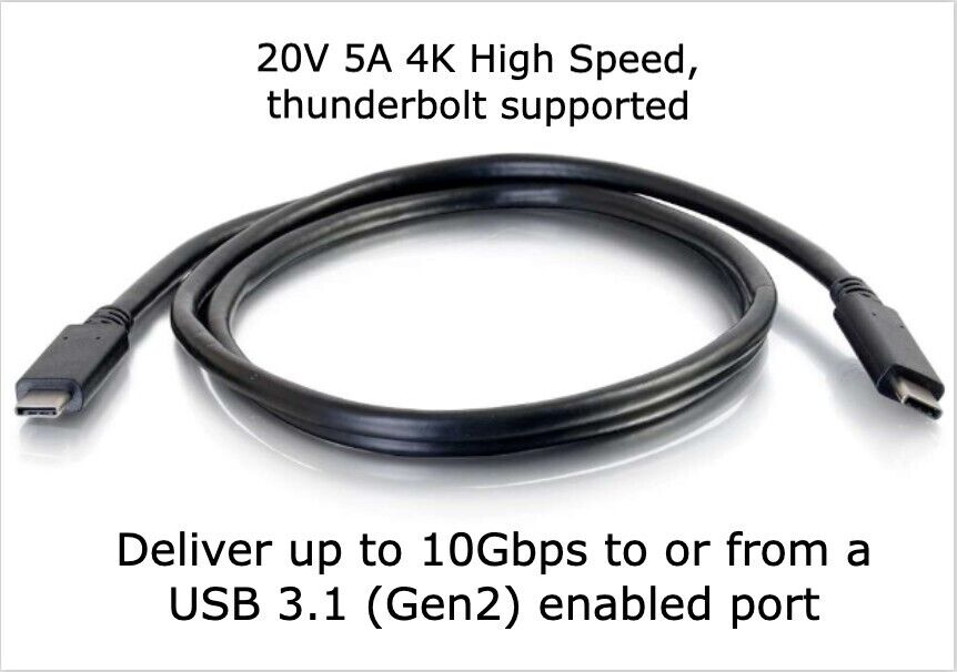 USB-C 3.1 Male to Male Cable, 3.3 feet, thunderbolt & 4k support C2G#28848
