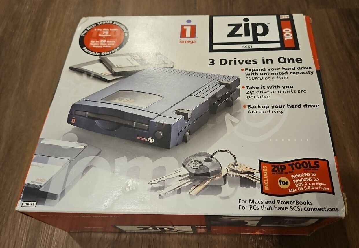 Iomega Zip 100 SCSI External Drive 100MB Portable Model 10011 NEW - Open Box