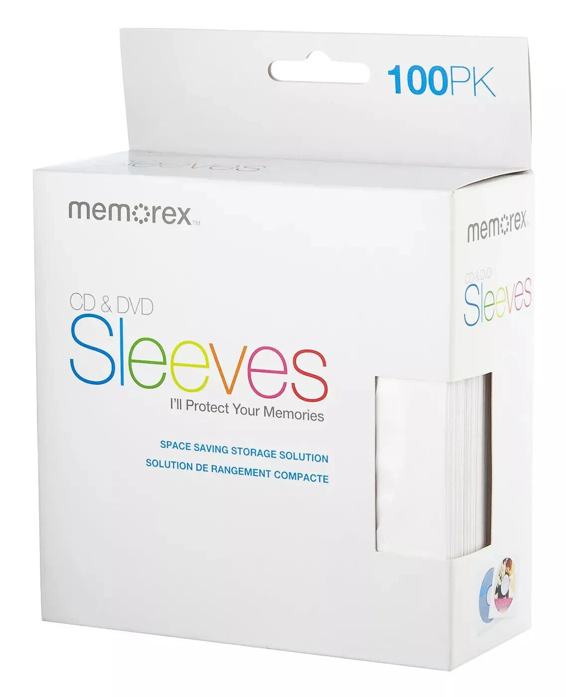 Memorex 6x 100PK CD/DVD White Paper Sleeves w Window&Flap #32020034784 