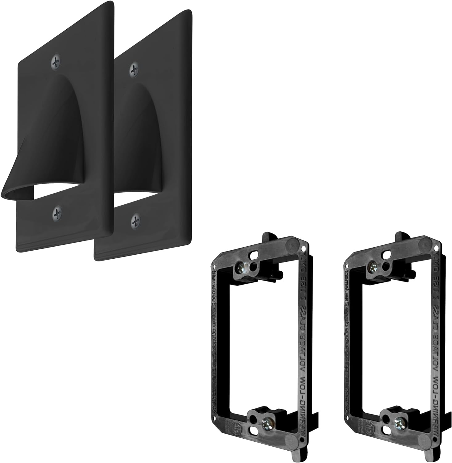 Bestmounts - 2 Pack in Wall Cable Management Kit - Recessed Wall Plate Cable ...