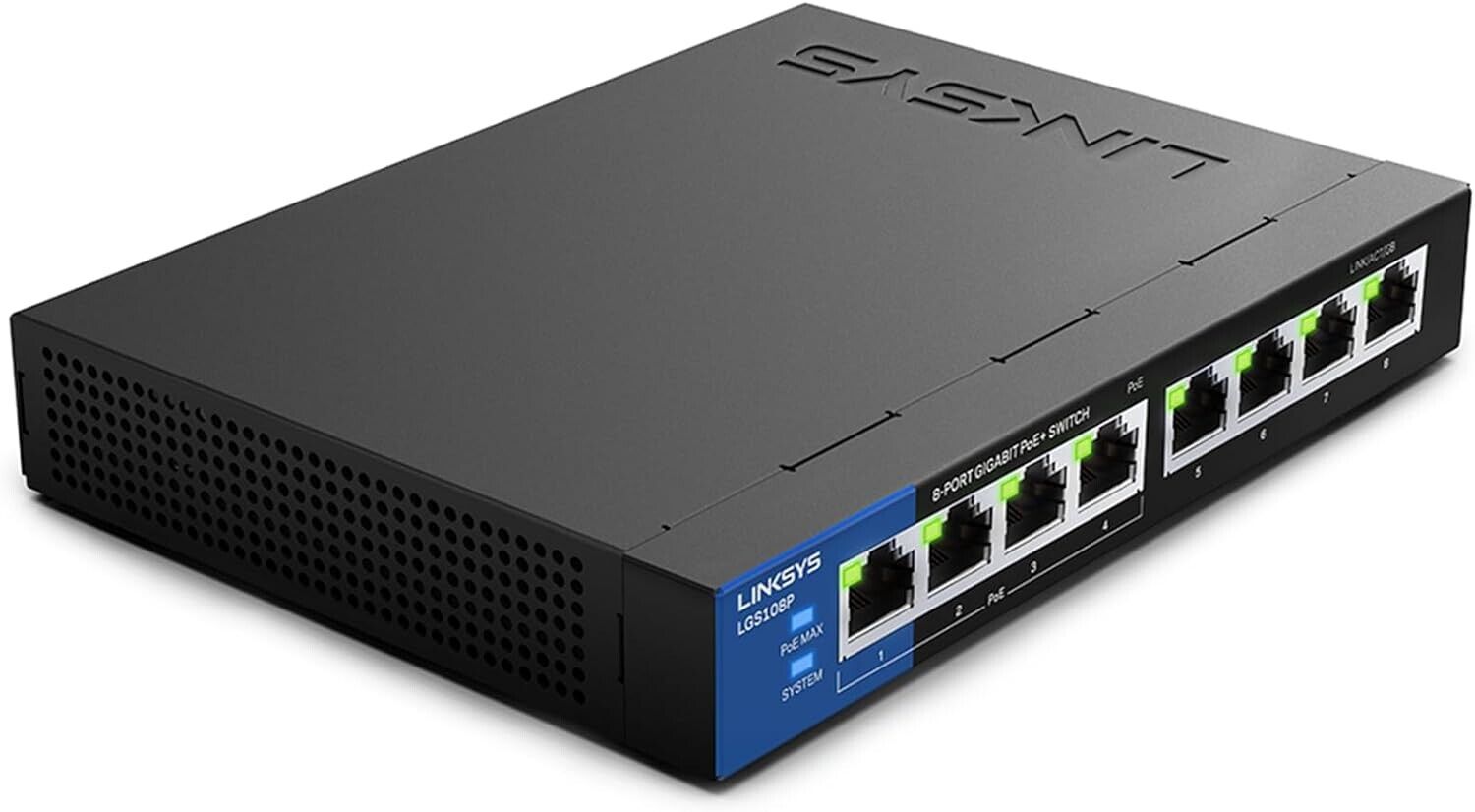 Linksys LGS108P 8 Port Gigabit Unmanaged Network PoE Switch with 4 PoE+ (ca3)