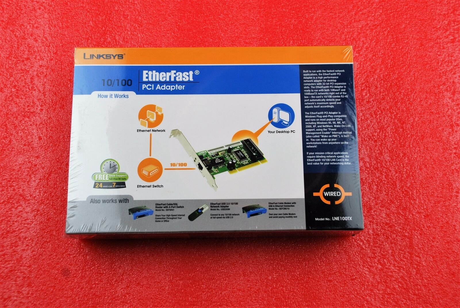 CISCO LINKSYS LNE100TX Ethernet Network PCI LAN Car 100 Mbps Desktop Adapter