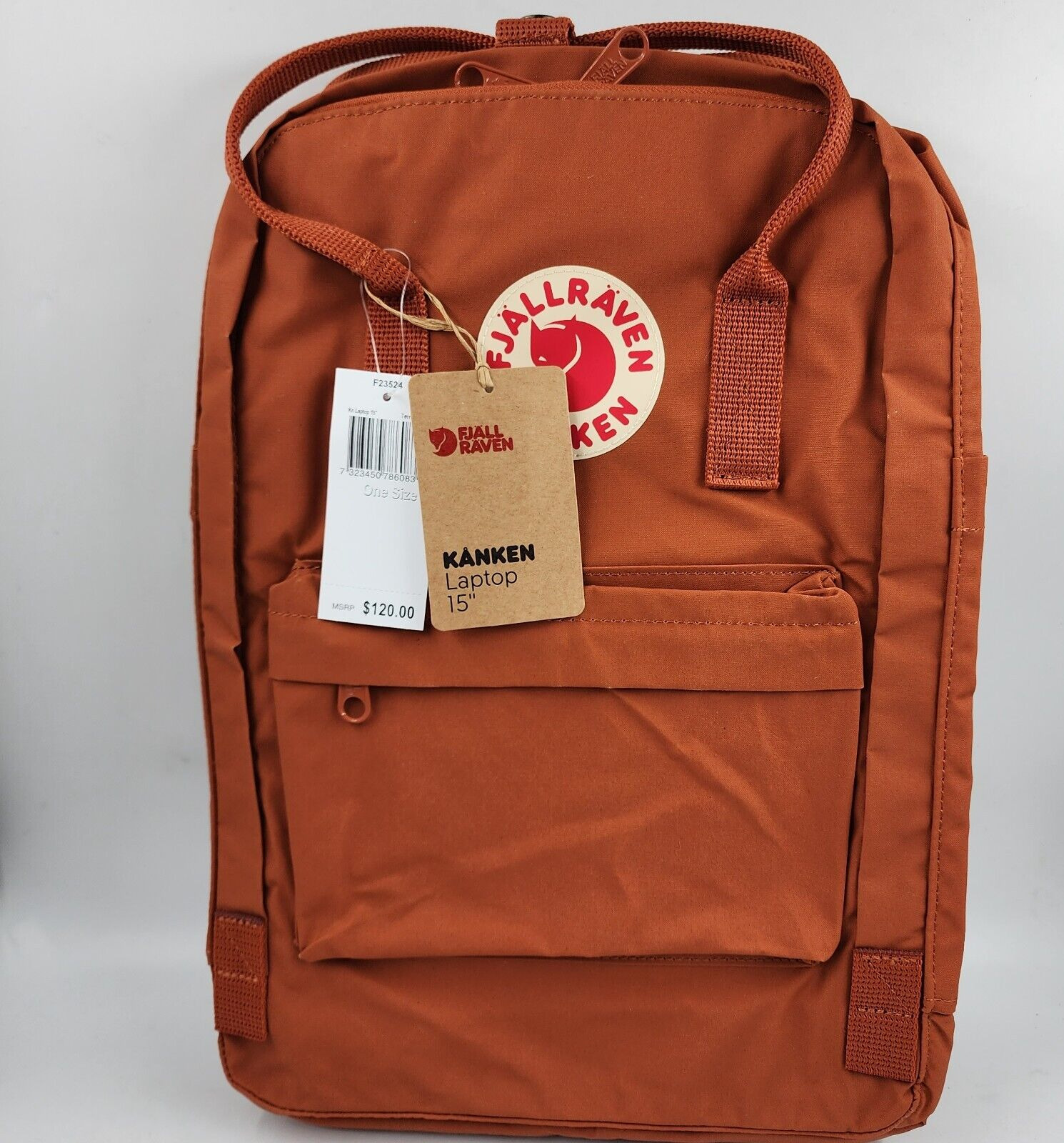 FJÄLLRÄVEN Kanken Laptop Backpack O/S Terracotta Brown Double Handle Zip Around~