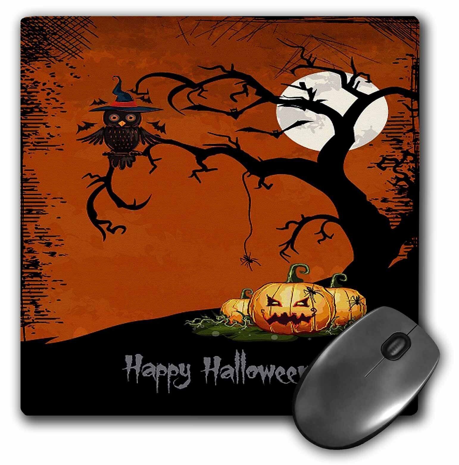 3dRose Halloween Night With Haunted Tree and Pumpkins MousePad