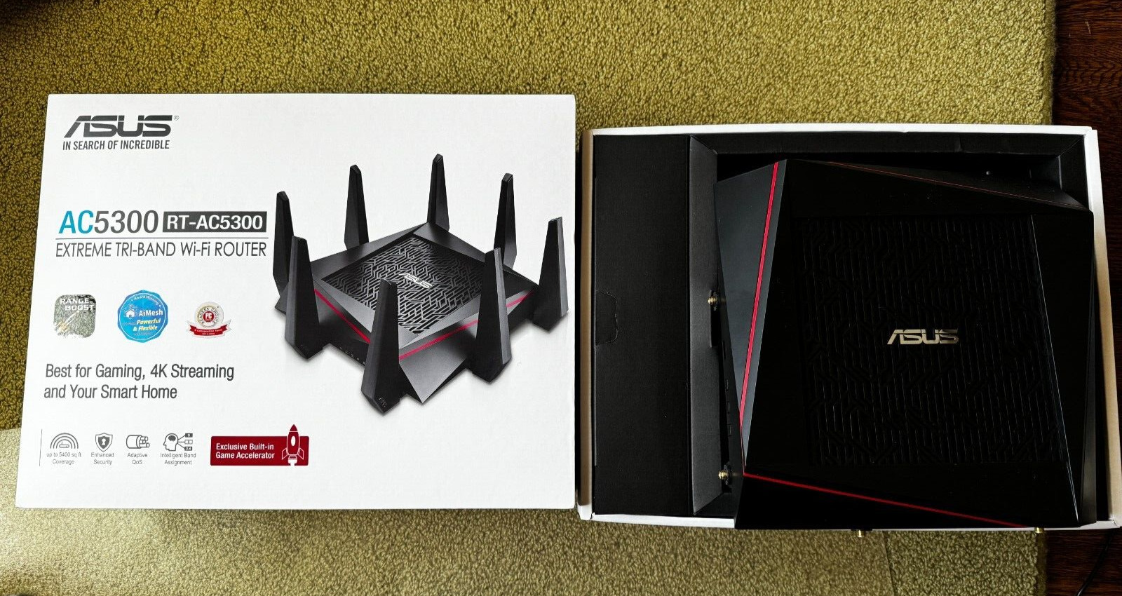 ASUS RT-AC5300 AC5300 Tri-Band WiFi Gaming Router 8 Antenna - Open Box Unused