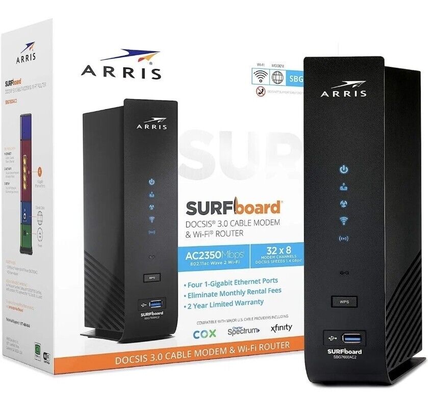 ARRIS SURFboard 2350 Mbps 4 Port 10000 Mbps Cable Modem and Wi-Fi Router...  55