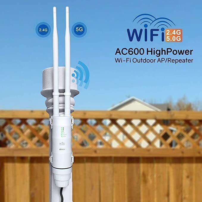 Dual-band AC600 Wireless Outdoor AP Wifi Range Extender Omni-directional PoE US