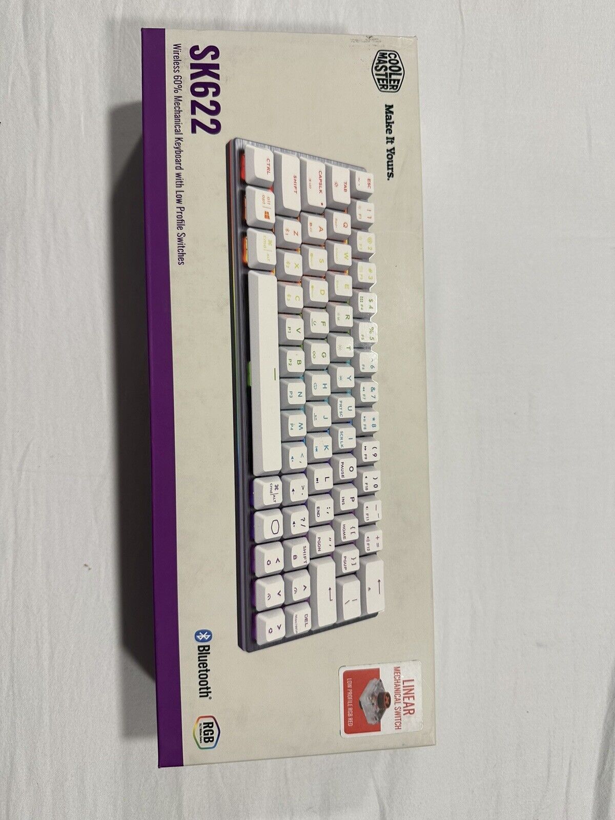Cooler Master SK622 Wireless 60% Sliver White Mechanical Keyboard Red switch