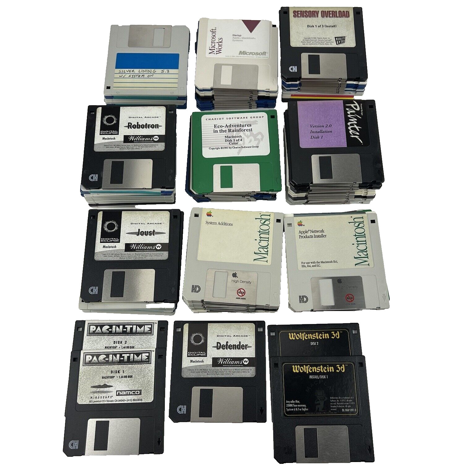 HUGE lot of 115 Vintage MacIntosh 3.5 floppy disk MAC Games/Software programs