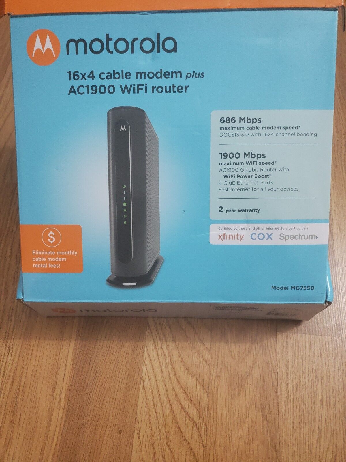 Motorola MG7550 16x4 High Speed ​​Cable Modem ETHERNET cords and POWER CORD ONLY
