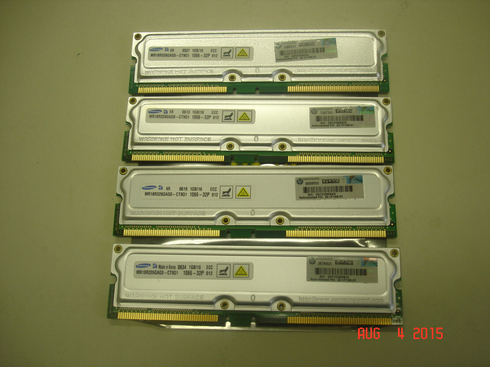 3X-MS7AC-DA  4GB MEMORY KIT FOR HP  ALPHASERVER ES47/ES80/GS1280 4 x 20-1F18B-01