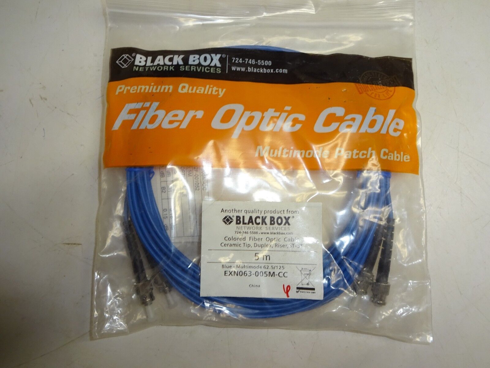 BLACK BOX EXN063-005M-CC FIBER OPTIC CABLE 
