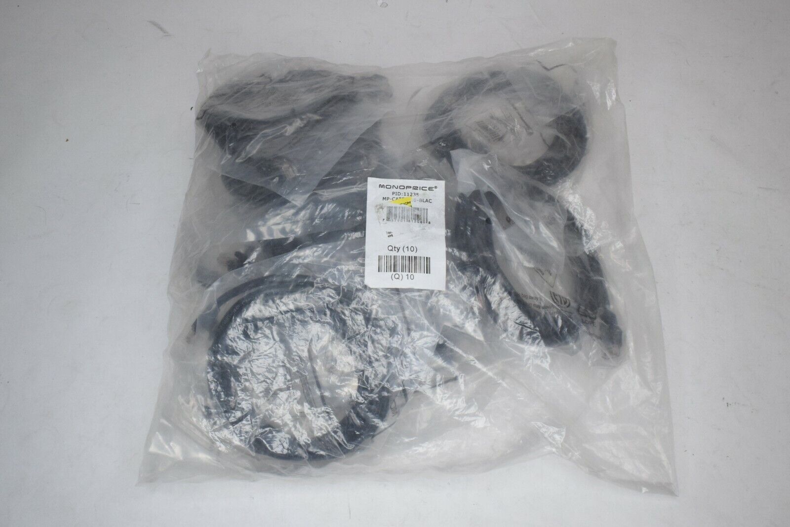 Lot of 10 Monoprice Flexboot 10ft Cat5E Ethernet Patch Cable Black Cord 10'