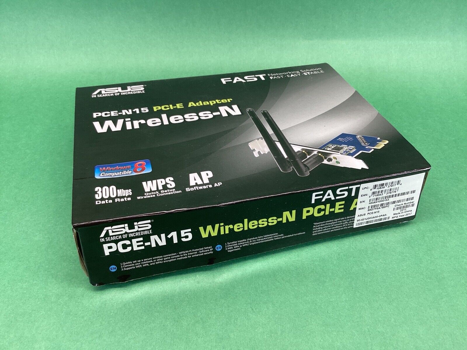 ASUS PCE-N15 WIRELESS N NETWORK ADAPTER 300 MBPS PCI-E PCI-EXPRESS