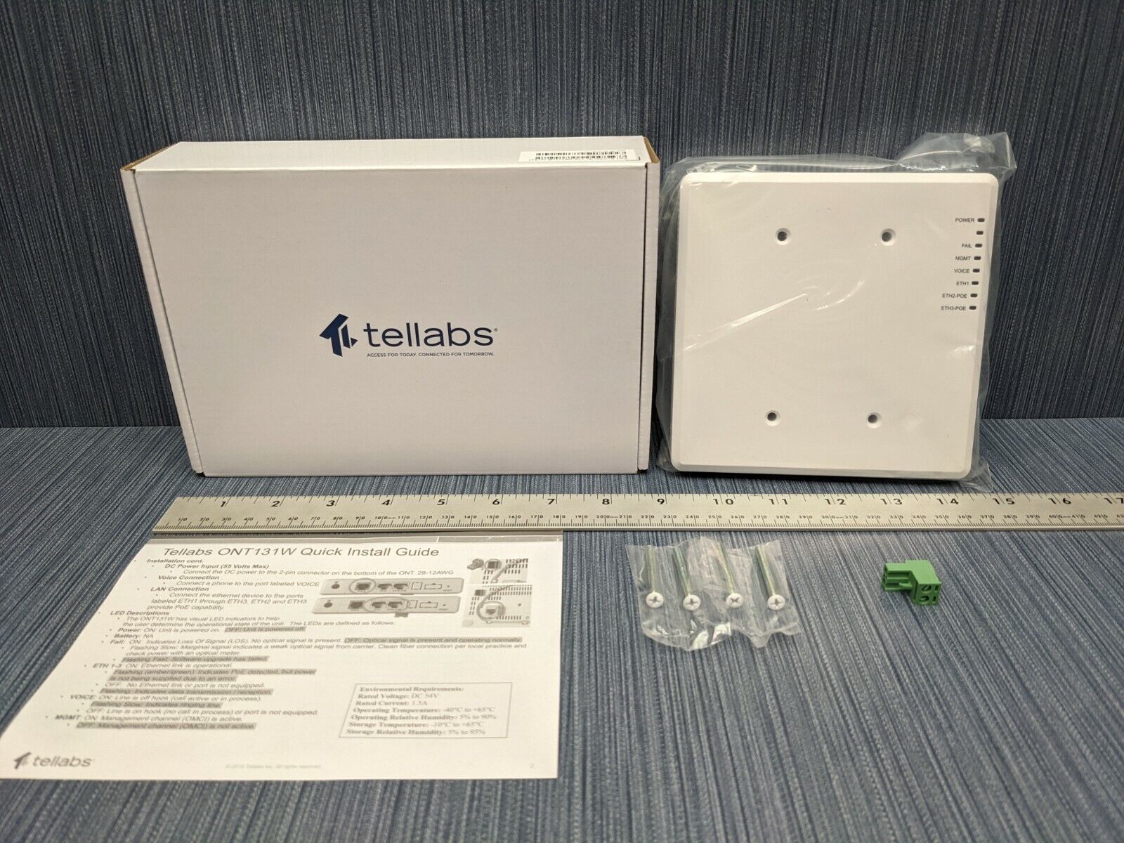 Tellabs 131 Wall Optical Network Terminal (ONT131W) 3 Ethernet Ports 1 POTS GPON