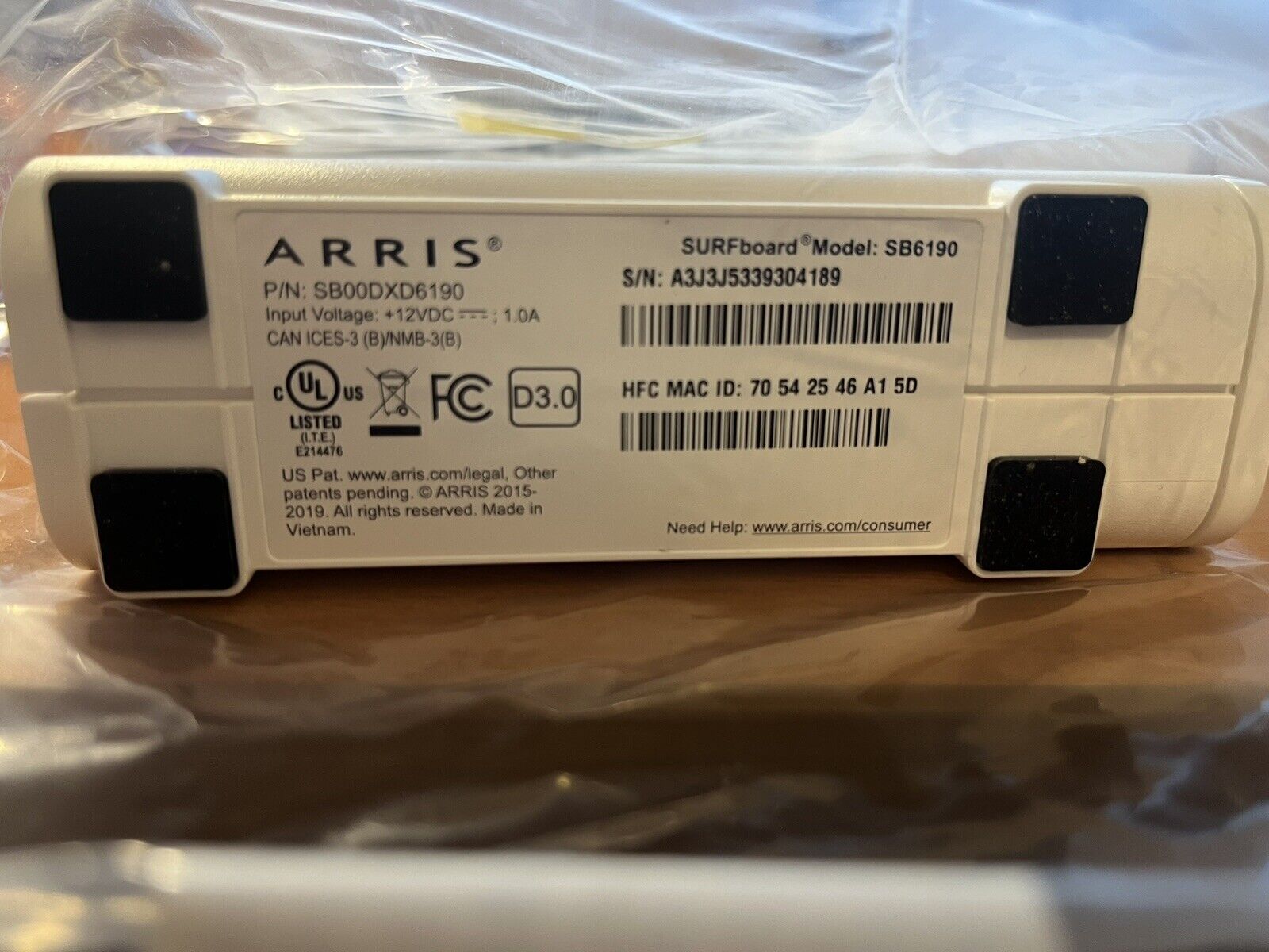 ARRIS SURFboard DOCSIS 3.0 Cable Modem SB6190 - White Open Box