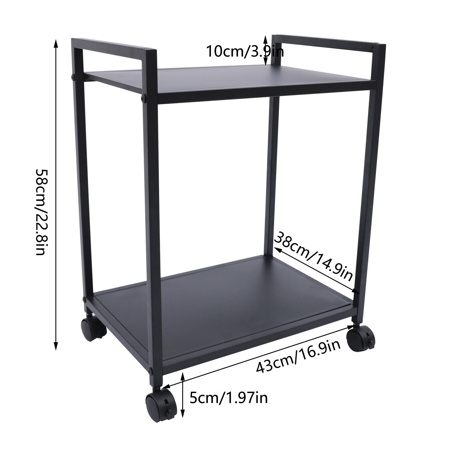 Computer Tower Stand 2-Tier CPU Stand Cart Floor PC Holder with Lockable Black