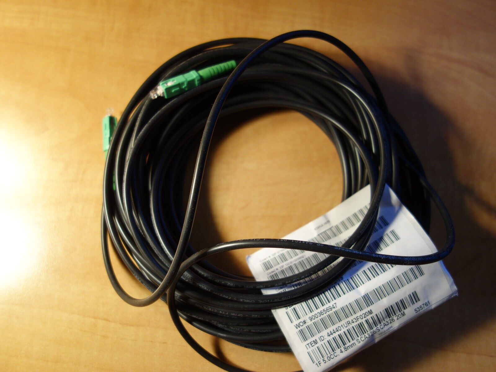 CORNING OPTICAL CABLE 20M, INDOOR / OUTDOOR, MBR 5mm, NEW.