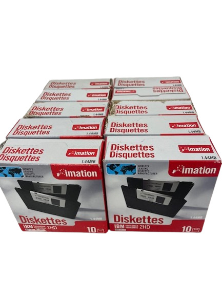 (Lot 10) New Imation 1.44MB 2HD Diskettes 10 Pack (100 Total)