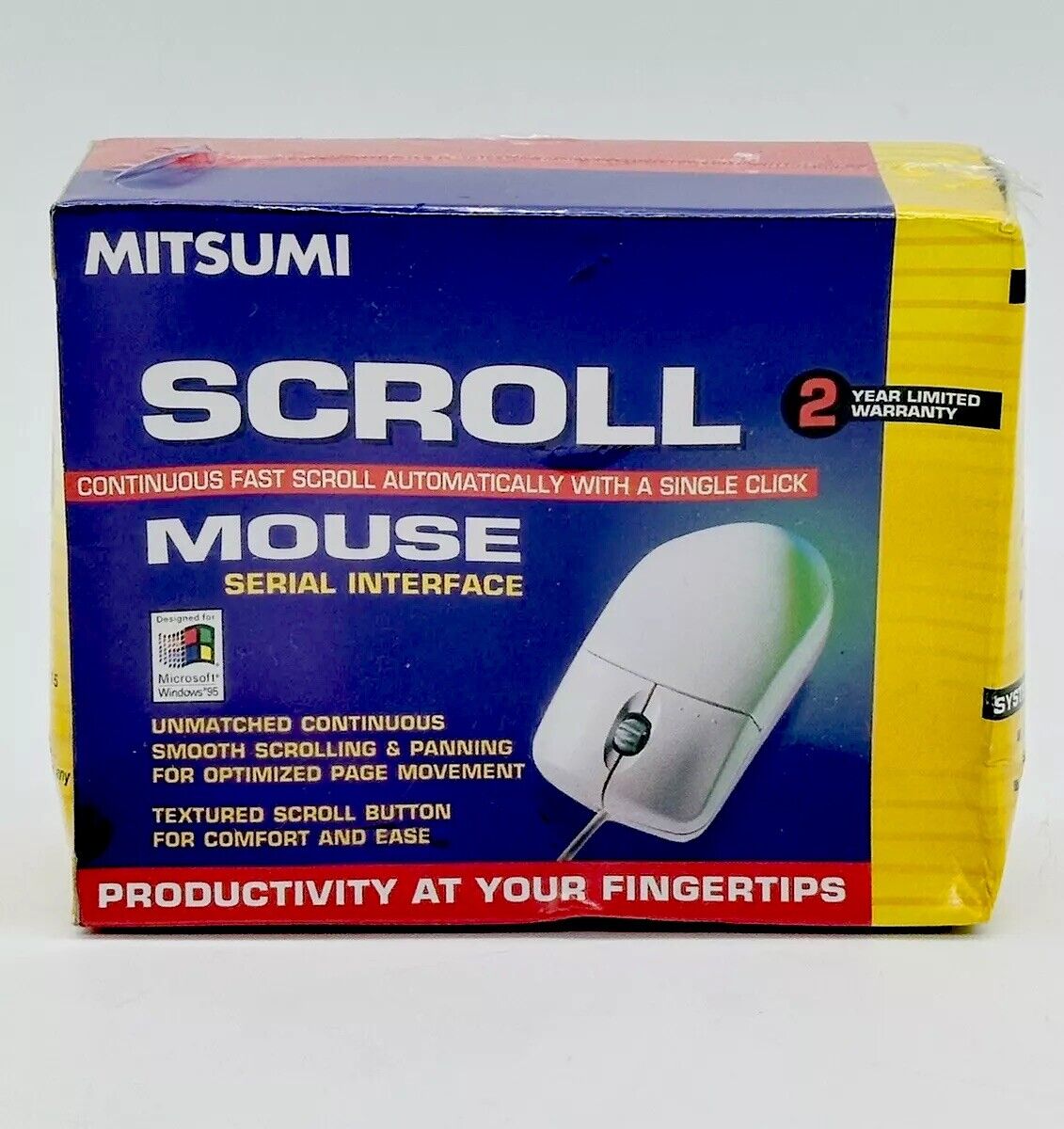 Mitsumi Scroll 2 Button Serial Interface Mouse NOS Vintage 3.5 Floppy NEW L@@K