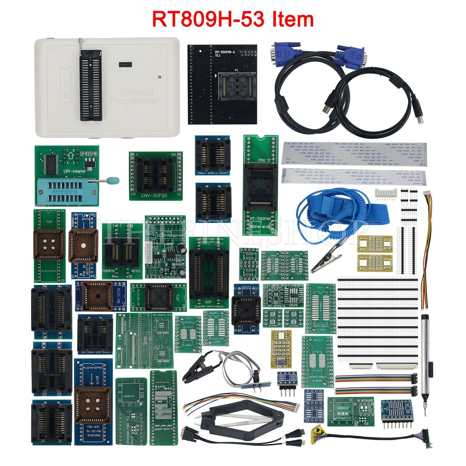 RT809H-53 Item Universal Programmer IC EMMC-Nand FLASH Programmer + 53 Items
