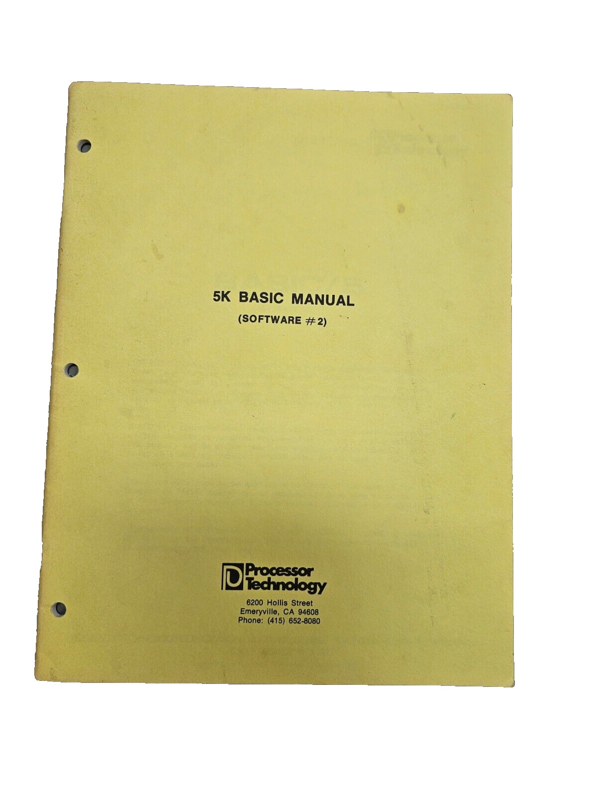 Vintage 1976 Processor Techonlogy 5K Basic Manual (Software #2)