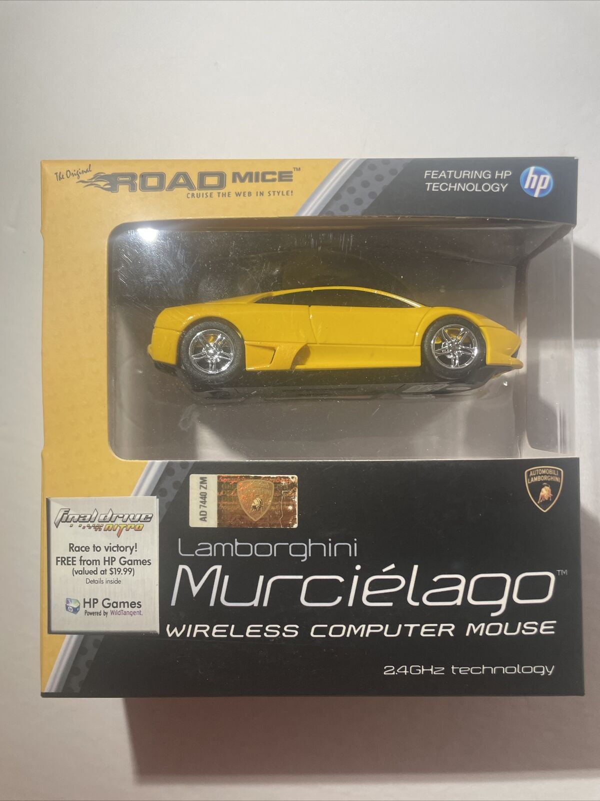 Road Mice Lamborghini Murcielago Wireless Computer Mouse Yellow Rare NIB