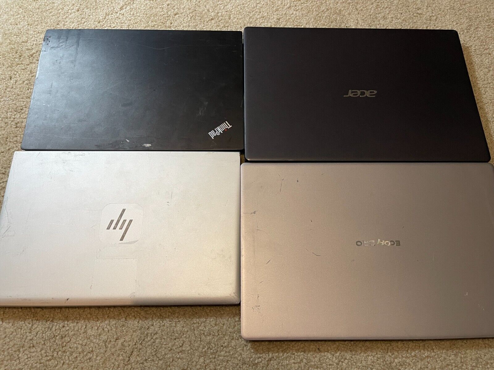Lot of 4 laptops - 1x Lenovo, 1x Acer, 1x HP, 1x Misc