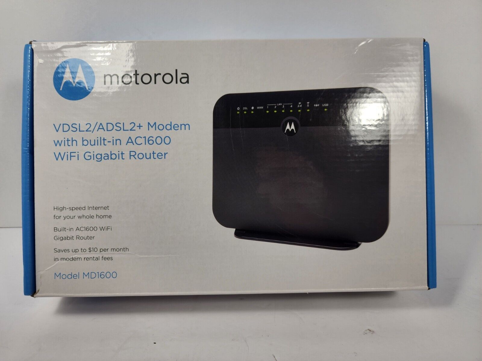 Motorola MD1600 VDSL2/ADSL2+ Modem and AC1600 WiFi Gigabit Router - Black