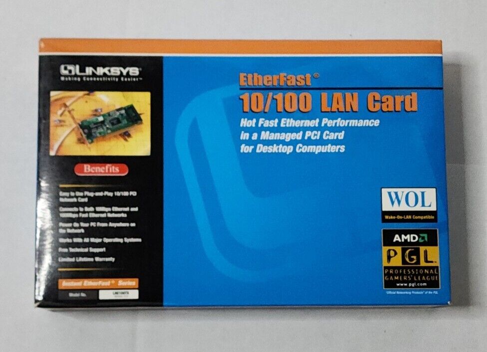 Linskys Etherfast 10/100 LAN Card Network Interface Windows LNE100TX v5.1 NEW #A
