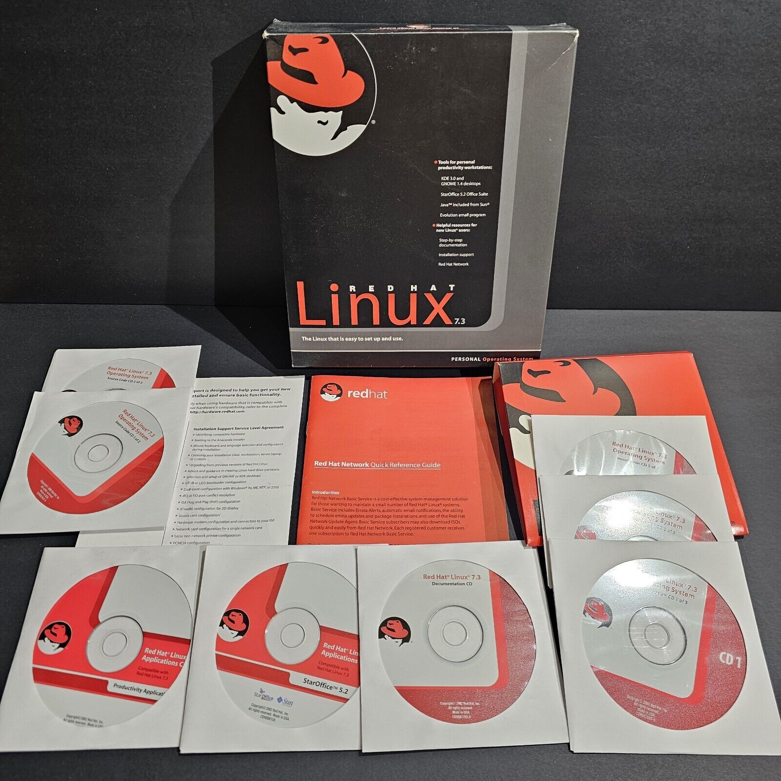 Vintage RED HAT LINUX Version 7.3 Operating System - Pre-Owned