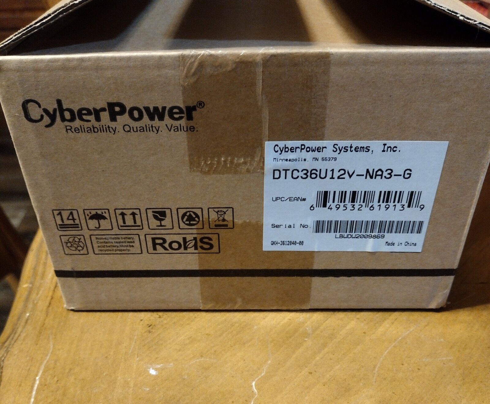CyberPower CyberShield UPS Battery BackUp DTC36U12V-NA3-G