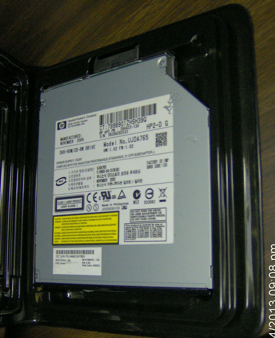 HP MultiBay II DVD CDRW CD Burner UJDA775 394423-130 slimline laptop drive